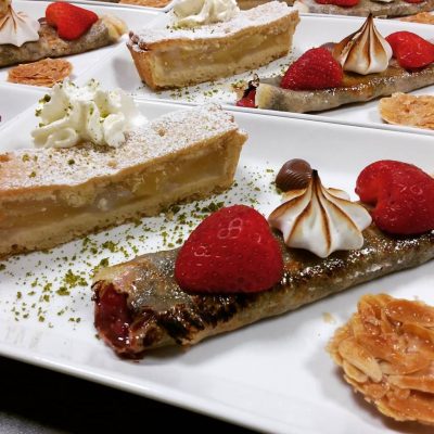 Apfelküchlein Schokocrepe und Florentiner