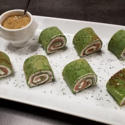 Lachs-Spinatcrepe