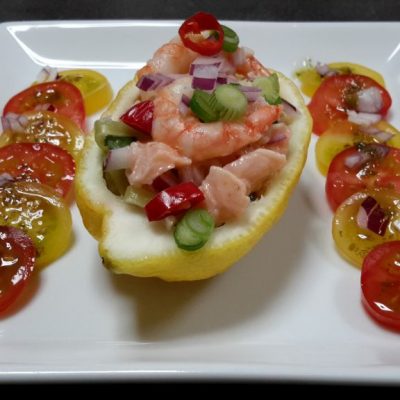 Shrimpssalat in Amalfizitrone